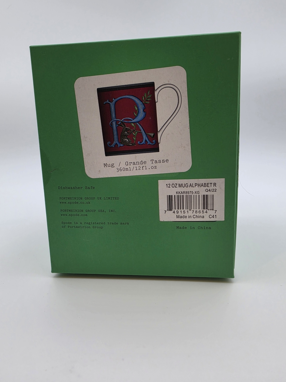 NIB Spode Kit Kemp Alphabet "R" Initial 12 oz Mug